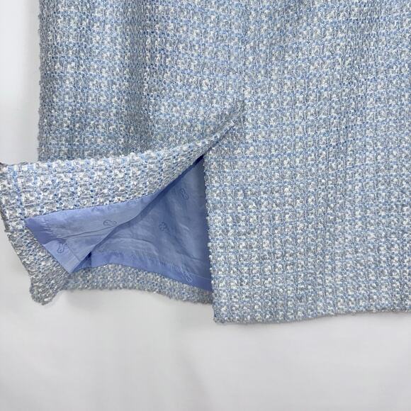 Escada Women's Tweed Wool Blend Pencil Skirt 44 14 XL Periwinkle Blue - Picture 8 of 12